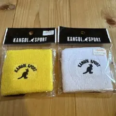 【新品・未使用】KANGOLカンゴール リストバンドホワイト　イエロー　ロゴ刺繍のサムネイル