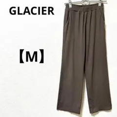 グラシア【M】ワイドパンツ　ブラウン　ウエストゴム　シンプル　ゆったり　コットン