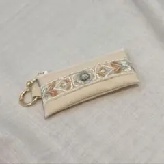 インド刺繍リボン　リップケース　10cm 印鑑ケース　コインケース