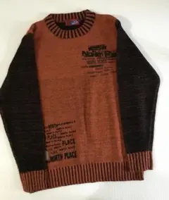 HNYP SPORT｜休闲ニット オレンジと黒のバイカラー ニットセーター