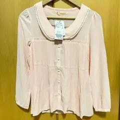 新品タグ付き★ピンク★丸衿プリーツブラウス★マジェスティックレゴンのサムネイル