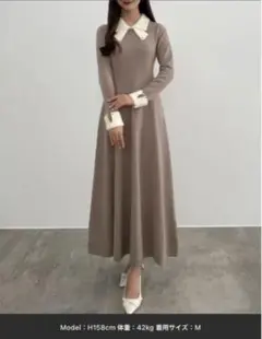 CENEA バイカラーリボンニットワンピース M