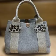 TREASURE TOPKAPIレオパードフェルトバッグ ハンドバッグ