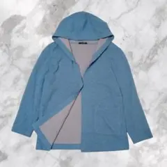 日本製 BRODIAEAブローディア フード付きカーディガン パーカー ブルー系