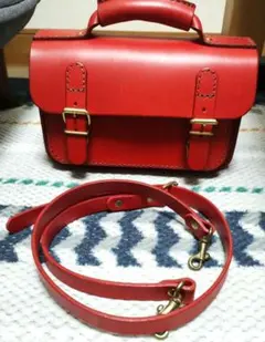 【説明文要確認】ヘルツ　HERZ レザー ショルダーバッグ 赤 cw-67