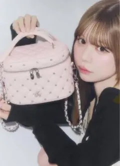 michellMacaronビジューキルティングマルチショルダー ピンクベージュ