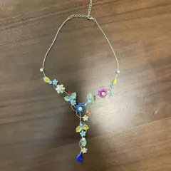 多色花モチーフネックレス