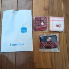 familiar ミニタオルハンカチ2枚、ファミリア　ティッシュケース