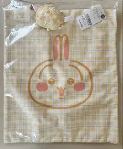 ちいかわ チェックシリーズ トートバッグ（チャーム付き）うさぎ イエロー