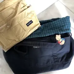 ファミリア　familiar マザーズバック　ネイビー チェック美品だけど難あり