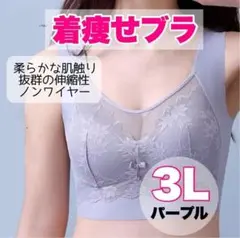 着痩せブラ　胸を小さく見せる　ノンワイヤー　ナイトブラ　シームレス　3L 花柄