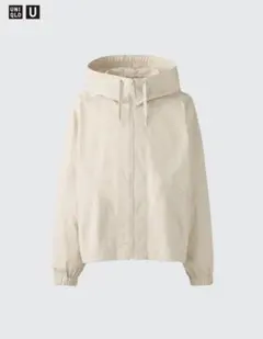 未使用　完売品　ユニクロ フーデッドブルゾン　L ナチュラル色