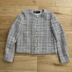 ZARA ツイード ノーカラージャケット