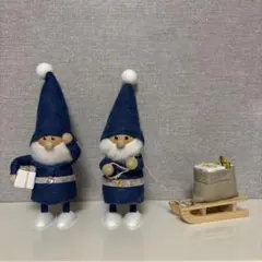 ノルディカニッセ　青い服のサンタ　2体セット　廃盤品　木製　クリスマス