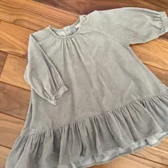 petit main グリーングレー フリルワンピース 80