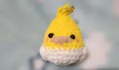 あみぐるみピンクのオカメインコストラップ付き♥キーホルダー