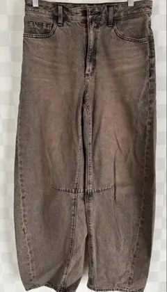 【美品】GU バレルレッグジーンズ M ブラウン バレルレッグ ジーユー 茶