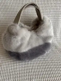 【美品】DIANA ファー ハンドバッグ グレー♡バイカラー未使用級　大人可愛い
