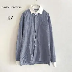 nano universe 長袖シャツ ギンガムチェック ブルー 37 メンズのサムネイル