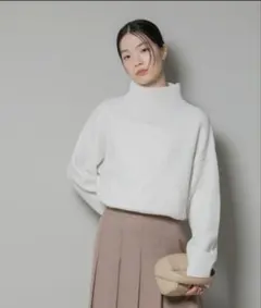 NANO universe ベロアモールハイネックワイドニット