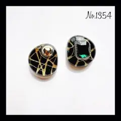 No.1354 ブラック レジンピアス イヤリング ハンドメイドアクセサリー