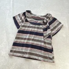 アクシーズファム〔M〕丸襟 フレア袖 カットソー 半袖 花柄 総柄 ボウタイのサムネイル