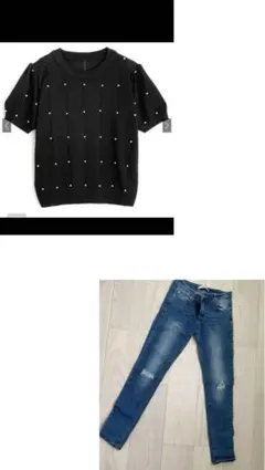 GRL デニム　スキニーパンツ　パフスリーブトップス　ワンコーデ　セット売り