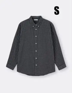 新品未使用 GU メンズ コットンチェックシャツ S 長袖