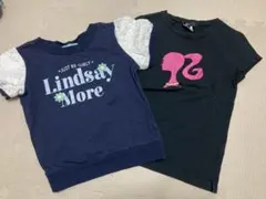 Lindsay ネイビーTシャツ & バービー シルエット トップス 2枚セット