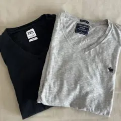 VネックT Abercrombie & Fitch グレー&ZARA ブラック