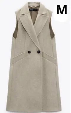 ZARA　ダブルブレストソフトベスト　ベージュ　M