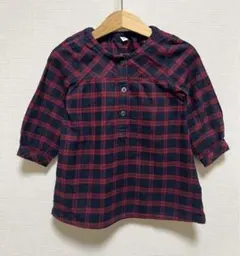 無印良品 チェックワンピース 赤紺 90cm