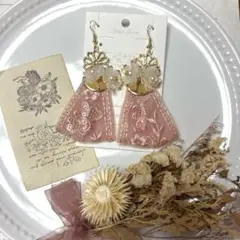 大ぶりインド刺繍リボン12　ピアス　イヤリング