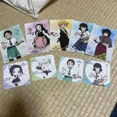 鬼滅の刃 スイパラコラボ限定カフェキャラクターカード 5枚セット、コースター4枚