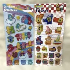 ぷっくりシール　スポンジ・ボブ&ケアベア シール2枚セットのサムネイル