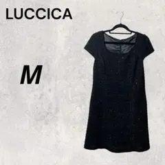 LUCCICA ルチカ M ブラック スパンコール ツイードミニワンピース 清楚のサムネイル