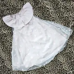 キッズ　110 襟付き　ピンク　ワンピース チュール付き　フォーマル　ドレス