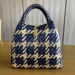 値下げ！かごバッグ　ネイビー×ベージュ