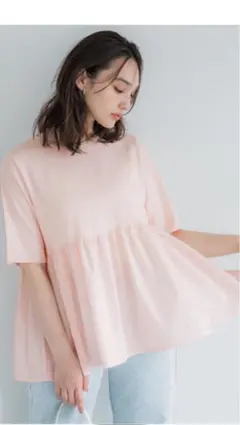 coca コカ　クルーネック　ドッキングカットソー　pink Ｌ