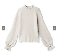 GRL mb1088 衿フリルキャンディースリーブニットトップス M アイボリー