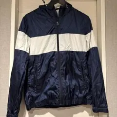 GU ジーユー　ナイロンジャケット ネイビー/ホワイト フルジップ