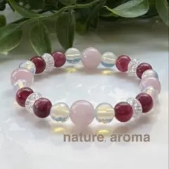 天然石ブレスレット　ピンク　クリア　パワーストーンブレスレット　No.179