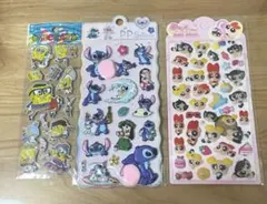 キャラクターシール 3枚セット スティッチ スポンジボブ パワーパフガールズ