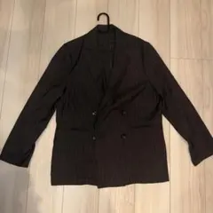 ダークグレー ストライプ ダブルブレストジャケット