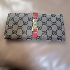 GUCCI 長財布 ベージュ/黒/赤