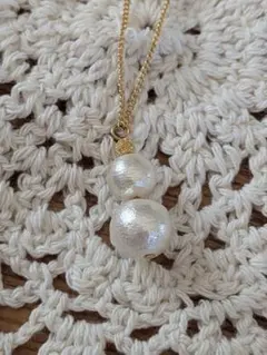 ゴールドチェーン コットンパールネックレス