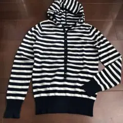 alice auaa ボーダー フーディー パーカー 長袖 alice auaa ボーダー フーディー パーカー 長袖 - メルカリ