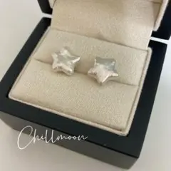 星型シルバーピアス　淡水真珠　パール　チタン　イヤリング　誕プレ