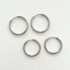 フープピアス　2セット　ステンレス　シンプル　普段使い　つけっぱなし　男女兼用