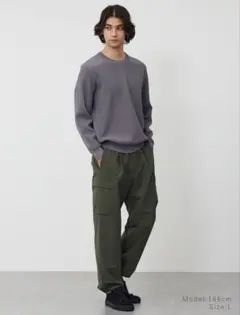 PLST グレー ホワイト リブ編み クルーネックセーター2枚セット ニット